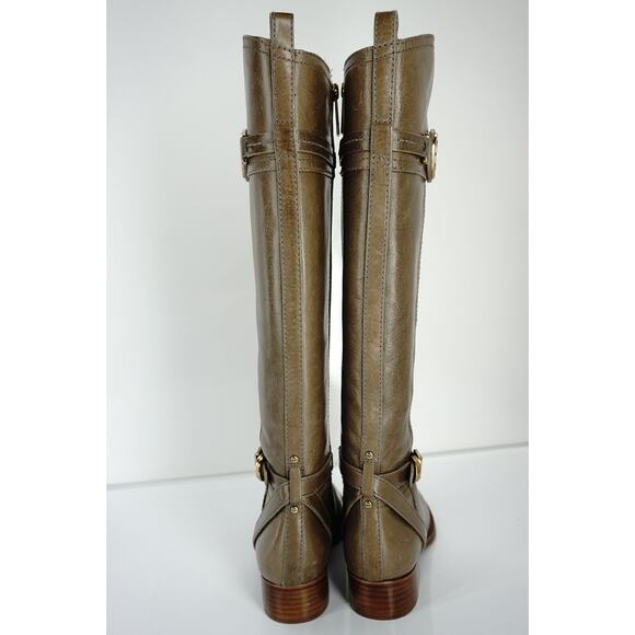 Tory Burch Beige Leather Calista Logo Knee Takk Riding Boots Size 5 Asphalt NIB - Picture 7 of 10